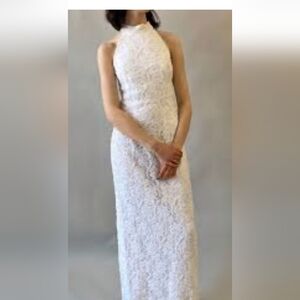1990's Lace Overlay Halter Wedding Gown, "Sample Dress", Size 6/8?, RN#45918